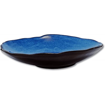 VOMANA Ceramic Decorative Dish Pottery Fruit Bowl Porcelain Versatile Centerpiece Decor Dish Accent Tray with Blue Patten Glaze for Decor Entryway Living Room Dining Table 10'' Dish - BS42MLY8M