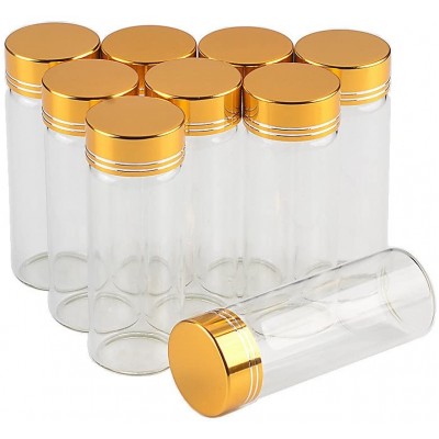 12units Empty Mini Jars Glass Bottle with Aluminium Gold or Silver Color Screw Cap 40ml Sand Liquid Glycyrrhiza Food Grade Safety Bottles Jars 12 40ML-Golden Lid - BZU3KHUTT
