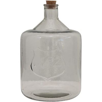 Creative Co-Op Recycled Decorative Glass Cork Embossed No. 2" Bottle Clear - B4AA759AL