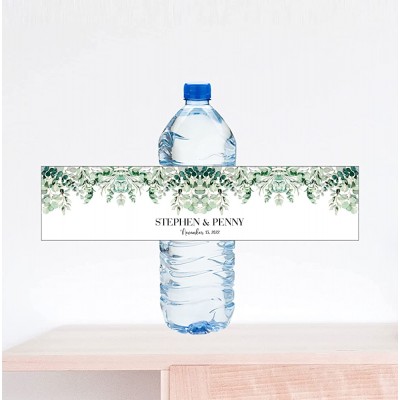 Eucalyptus Border Wedding Water Bottle Labels - BI9V61S28