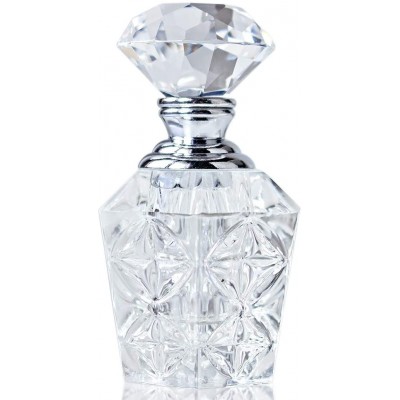 H&D HYALINE & DORA Clear Art Carved Crystal Empty Mini Refillable Perfume Bottle - BGOCDMLRF