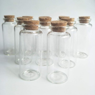 Luo House 10Pcs 30x80mm1.18x3.14inches 40ml Mini Small Clear Wishing Bottle Glass Vial with Cork Stoppers Small Glass Bottles for Wedding favors - B1UF6C2VG