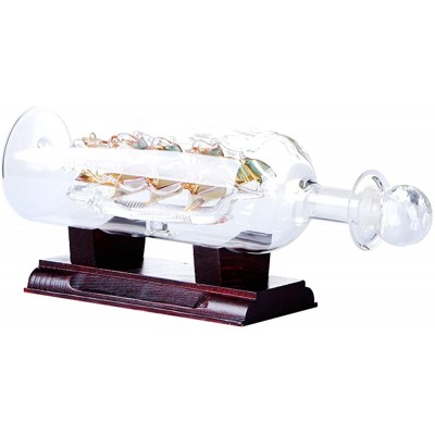Sailboat Drifting Bottle Ship in a Bottle Sailboat Drifting  Sailboat Drifting in A Glass Bottle with Wooden Base 3D Decorative Glass Ornament Ship in Wine Bottle,2410.2cm,Gold White Sailsbury - B8G5O2MHP