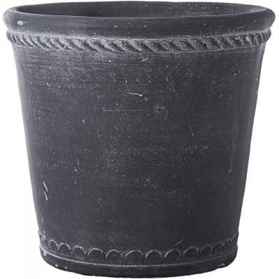 Urban Trends Collection Modern Home Decorative Cement Round Pot with Bottle Ring Mouth Upper Molded Rope Banded Design and Tapered Bottom MD Washed Finish Gray - BJDU68D4Q