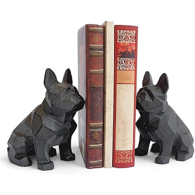 Ambipolar Decorative Bookends Geometric Dog Theme  Heavy Duty Cast Iron Dog Statue Vintage Shelf Decor Antique Black 2 Pack T5-8 - B6LMF6MNH
