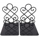 Anwenk Vintage Bookends with Felt Pads 2.2LB Heavy Duty Bookend Holder Long Base Luxury Art Book Stand Retro Antique Style,Non-Skid Felt Pads to Protect Bookshelf Bookcase-Black,1 Pair - BACP7JOZ3