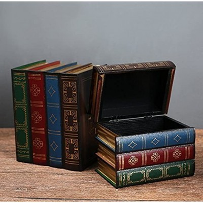 Chris.W Wooden Antique Book-Like Bookends with Hidden Storage Box Classic Decorative Library Book Ends Set of 2Large + Small - B27641TGL
