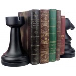 Decorative Bookends Chess Bookends Black Book Ends Heavy Book Supports Unique Bookends Decor for Office Home Desk Bookrack 7L x4W x7H 1Pair 2Piece - BQ367BTQ4