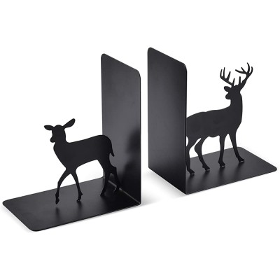 Decorative Metal Deer Bookends Bookends for Shelves Book Holders Book Shelf Organizer Desk Organizer Heavy Duty Non-Skid Bookends Living Room Decor Home Decor Creative Gift - BWHP1RKOD