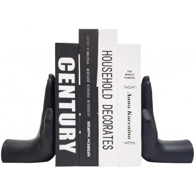 Hand Bookends Universal Economy Decorative Bookends Heavy Book Ends Supports for Books 8.5x6.8x3.5 inch Black,1Pair 2Piece Hand Bookends - B18TLBWYK