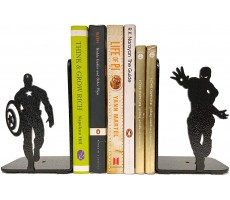 HeavenlyKraft Superheros Decorative Metal Bookend Non Skid Book End Book Stopper for Home  Office Decor  Shelves 5.9 X 3.9 X 3.14 Inch Per Piece - BO8HPB8NT