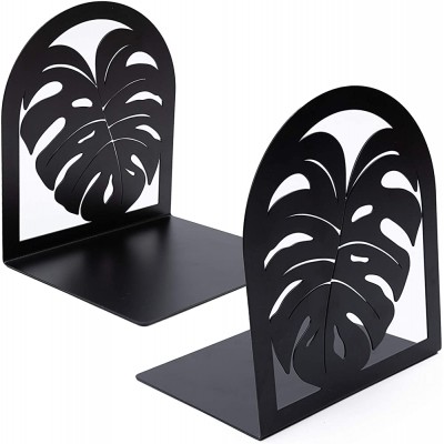 Hômbase Large Monstera Plant Decorative Bookends for Shelves. 2X Black Metal Bookends. Heavy Duty Bookends for Encyclopedias Cookbooks and More. Deliciosa Swiss Cheese Plant Leaf Decor Book Ends. - BDB0HYU76