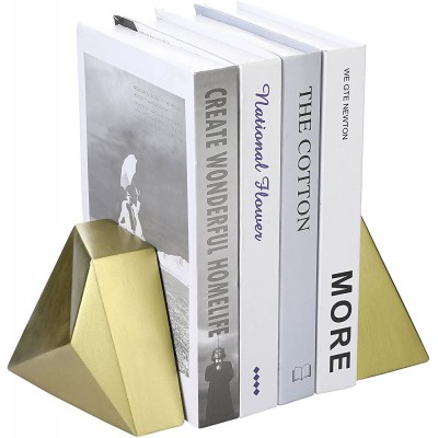 MyGift Modern Brass Concrete Bookends Decorative Office Desk Book Stands Unique Decor with Geometric Design 1-Pair - BRH5D76OJ