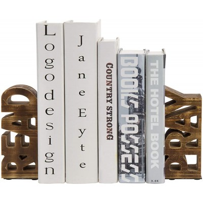 MyGift Rustic Burnt Wood Read and Pray Block Word Bookends Home Office Decorative Book Stand 1 Pair - B6RYMZAZ6