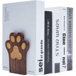 Pandapark Wood Paws Bookends,Nature Coating,Decorative Bookend Paws-Walnut - B5R30ZDJC