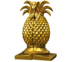 Pineapple Bookends Decorative Book Support: 1 Pair Golden Resin Fruit Book Ends Non- Skip Book Stoppers Divider Holder for Office Home - BR6PCXB5Z