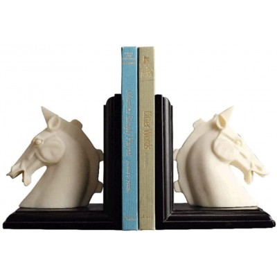 PJYXB Decorative Bookends Creative Horse Head Book Block Home Decoration Doll Bookcase Office Display Bookshelf Antique White Jade Color Doll Bookend Set Color : White - BM05Q7JA7