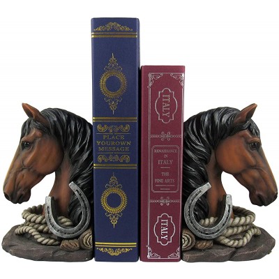 World of Wonders Brown Horse Decorative Bookends | Rustic Book Holder for Shelf | Bookends for Shelves Decorative | Decorative for Office Bookends Heavy Duty 7" - BQWQ6IZ70