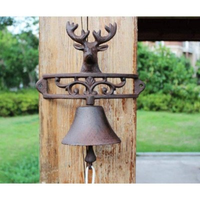 DSWHM Cast Iron Manually Shaking Wall Hanging Door Bell Decorative Vintage Antique Farmhouse Style Decoration - BQJ2LKNOD