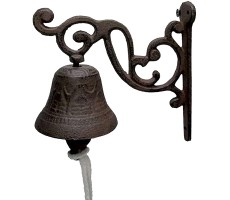 FHSGG Rustic Cast Iron Door Bell Outdoor Dinner Bells Decorative Vintage Antique Farmhouse Style Decoration Doorbell Chime for Outside House Bells - BZGHQ0G6A