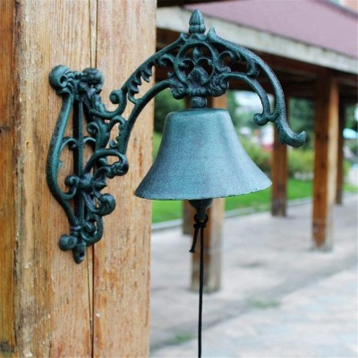 HIZLJJ Door Chimes Bells Vintage Cast Iron Garden Heavy Decorative Shed Garage Scroll Front Door Bell Decorative Doorbell - B322SOJ0S