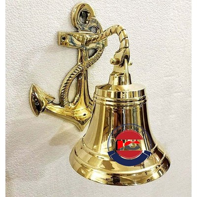 Nautical Antique Brass 7" Inches Wall Hanging Bells Brass Door Bell Ship Door Bell Decorative Outdoor Indoor Door Bell Wall Hanging Collectible Bell by Indian Craft - B4LL5EVRQ