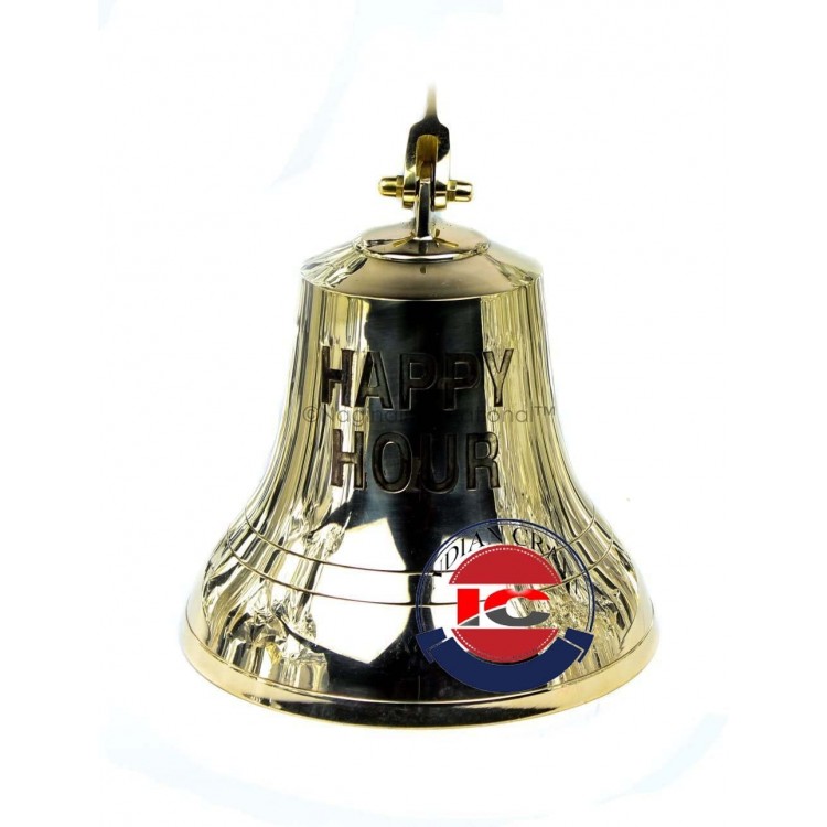 Nautical Maritime Solid Brass 7 Inches Boat's Ship Bell Polished Bell Decorative Home Kitchen Outdoor Indoor Door Bell Wall Hanging Collectible Decor Bell by Indian Craft - BIHF8HVM9