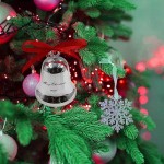 PinCute Annual Christmas Bells Ornaments 2020 Silver Bell Ornaments for Christmas Trees or Walls Decorative Bells Ornaments Bells with Red Ribbon Hanging - BZCRB3CUM