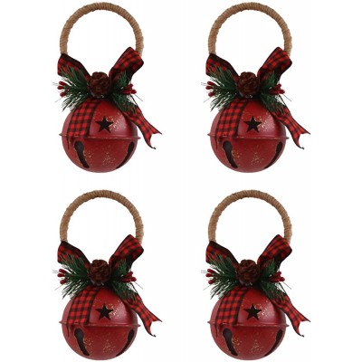 RTWAY Christmas Jingle Bell Ornament 4Pcs Metal Retro Craft Bell Doors Hanger Dog Bell Wind Chimes Bells Decorative Sleigh Bells for Christmas Tree Decor - BXOC83BE9