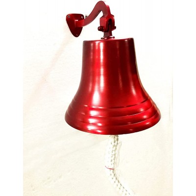 Vintage Red 14 Nautical Ship Big Bell Ring Home Kitchen Outdoor Indoor Door Bell Wall Hanging Home Decorative - BF7OOEJIM