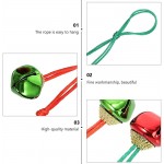 Yardwe 30pcs Christmas Sleigh Bell Xmas Tree Bell Charms Decorative Bell Beads with String for DIY Jewelry Crafts Red Green 25MM - B84D90EOO