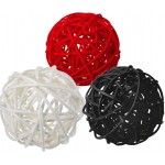 24 Pieces 2 Mixed Black Red White Small Wicker Rattan Balls Decorative Orbs Vase Fillers for Craft Party Valentine's Day Wedding Table Decoration Baby Shower Aromatherapy Accessories - BQGOTIR70