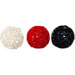 24 Pieces 2 Mixed Black Red White Small Wicker Rattan Balls Decorative Orbs Vase Fillers for Craft Party Valentine's Day Wedding Table Decoration Baby Shower Aromatherapy Accessories - BQGOTIR70