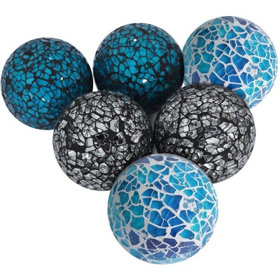 6 Pieces Decorative Glass Balls 2.4" Small Mosaic Sphere Decorative Orbs Centerpiece Balls for Bowls Vases Dining Table Decor Diameter 2.4 Inches A 6 - BMF347LV4