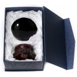 Amlong Crystal 3 inch 80mm Black Crystal Ball with Redwood Lion Resin Stand and Gift Box for Decorative Ball Lensball Photography Gazing Divination or Feng Shui and Fortune Telling Ball - B3340T03N