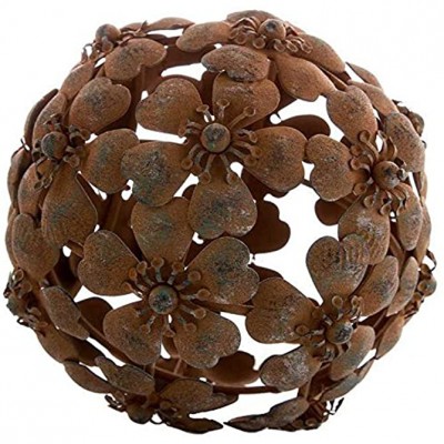 Antique Rusty Metal Flower Decorative Sphere - BNH4CNC0N