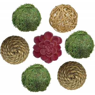 d'Qor Moss Balls Decorative balls Centerpiece bowls and vase fillers Moss orbs for home decor Assorted Rattan Moss and Grass spheres - B04U1YMQD