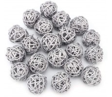 Haokaini Rattan Ball 20Pcs Decorative Orbs Vase Fillers Home Decorative Accessories for Garden Wedding Party Christmas Decoration Silver - BB7XGWBRQ