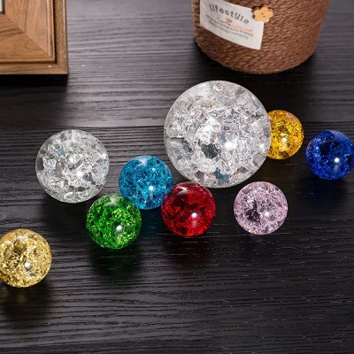 JINGLIANG Glass Crystal Ball 40mm Ice Crack Ball Fountain Bonsai Water Feature Decorative Ball Ornaments Accessories Rockery Ornaments Red - BC2BE9F9R
