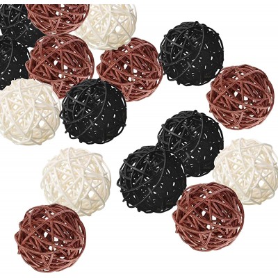 Kubert 15PCS Mixed White Black Brown Rattan Ball 2 Inch Wicker Ball Decorative Ball Orbs Vase Fillers= - BOSRH89MK