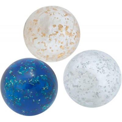 Lightweight Handmade 'Resin' Decorative Balls for Bowls – Blue White & Gold Cloudy-semi Translucent Small Decorative Balls Set of 3x3” Accent Decor Decorations for Vases & Trays - BVZC7J97A