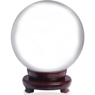 LONGWIN 150mm 5.9 inch Divination Crystal Ball Glass Globe Sphere Free Wooden Stand - B01AKVF5G