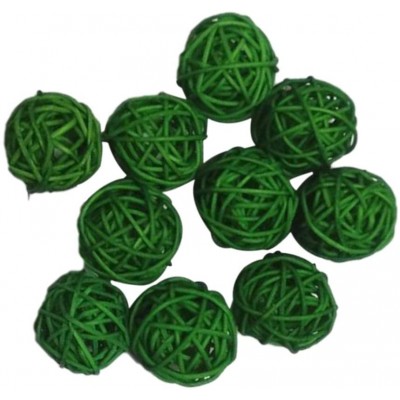 LoveinDIY 10 Pieces Wicker Rattan Balls Decorative Orbs Vase Fillers for Craft Party Wedding Table Decoration Baby Shower Aromatherapy Accessories Dia:30mm Green - BLFS1T6L9