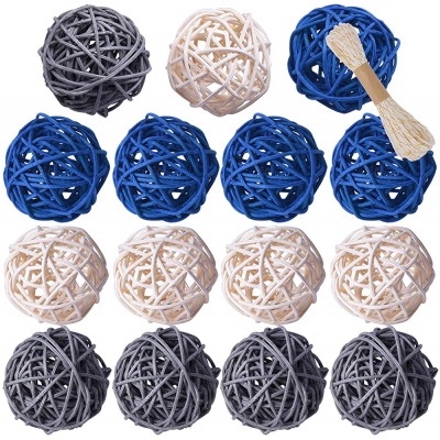 Lulonpon Wicker Rattan Balls Decorative Orbs Vase Fillers for Craft 15pcs 2.36" Wedding Table Decoration Themed Party Aromatherapy Accessories Baby Shower Comes with Rope - BWTBAFVFY