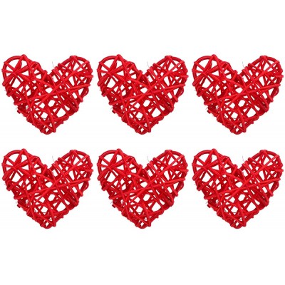 Natural Wicker Rattan Heart Shaped Balls DIY Craft Vase Filler Hanging Balls Ornaments for Wedding Baby Shower Birthday Valentine's Day Party Decorative 2.36 in 12 Pcs Red - B28XUIDJR