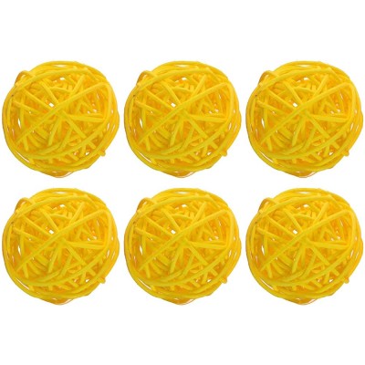 Natural Wicker Round Shaped Rattan Balls DIY Craft Vase Filler Hanging Balls Ornaments for Wedding Baby Shower Valentine's Day Party Decorative 2 in 12 Pcs Yellow - BZ4LRNKTY