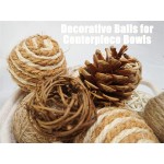Rattan Ball & Pine Cones 12pcs Decorative Balls for Centerpiece Bowls Cotton Hemp Rope Takraw Ball for Home Decoration or Farm Decoration - BU2QFMJEJ