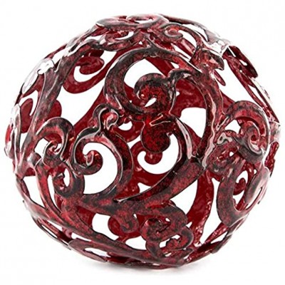 Red Fancy Metal Decorative Sphere - BIM0D4ZBM