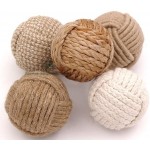Roorkee Instruments 5pcs 2.5 Inch Rustic Nautical Decorative Spherical Natural Jute Rope Cotton Ball Vase & Tray Bowl Filler Home Tabletop Décor Wedding and Party Display Props Housewarming Gift - BBH08ZPC9