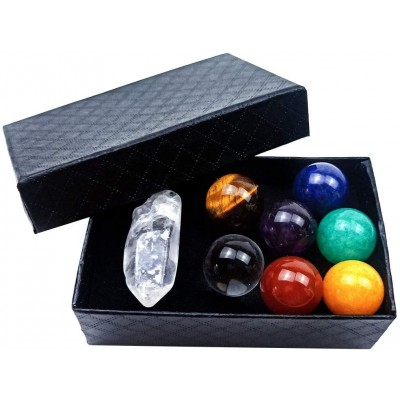 RRSHUN 7 Chakra Gemstone Ball Sphere Set Chakra Stones Gift Kit Natural Crystal Sphere Ball for Chakra Balancing Therapy Reiki Relaxation Healing Balls - B3CPHTNJ0